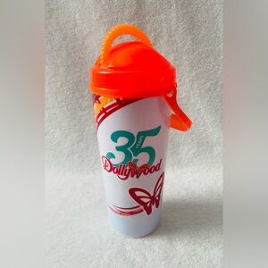 Dollywood Drink Cup 35 Year Anniversary Orange Amusement Park Collectibles